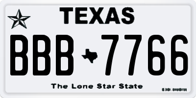 TX license plate BBB7766