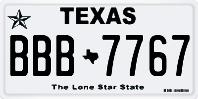 TX license plate BBB7767