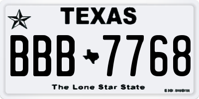 TX license plate BBB7768