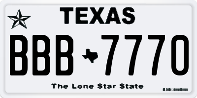 TX license plate BBB7770