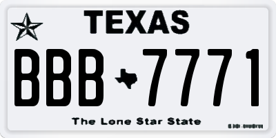 TX license plate BBB7771