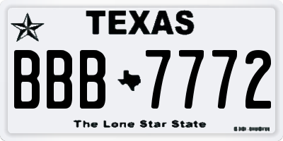 TX license plate BBB7772