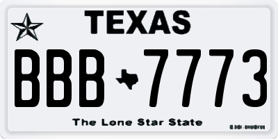 TX license plate BBB7773