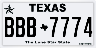 TX license plate BBB7774