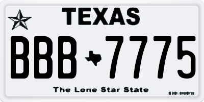 TX license plate BBB7775