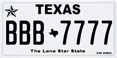TX license plate BBB7777