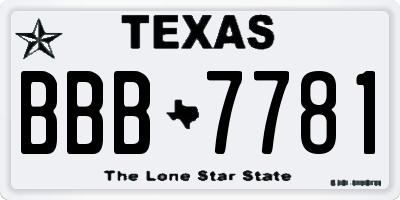 TX license plate BBB7781