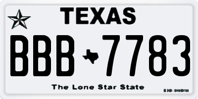 TX license plate BBB7783