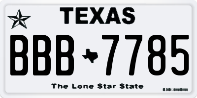 TX license plate BBB7785