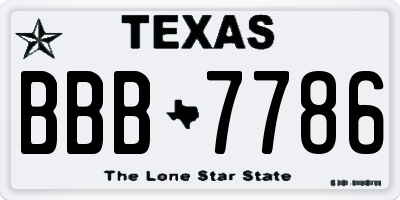 TX license plate BBB7786