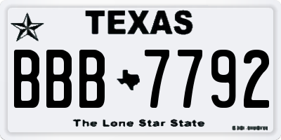 TX license plate BBB7792