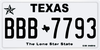 TX license plate BBB7793