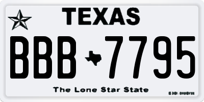 TX license plate BBB7795