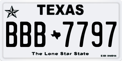 TX license plate BBB7797