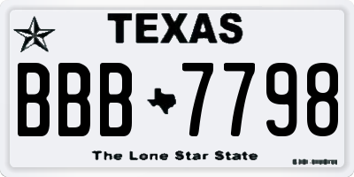 TX license plate BBB7798