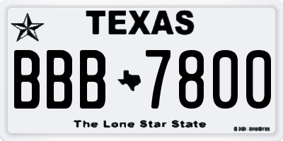 TX license plate BBB7800