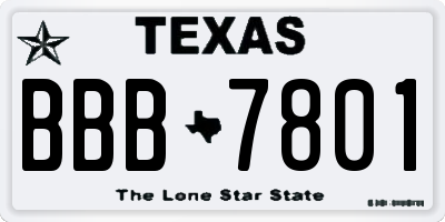 TX license plate BBB7801