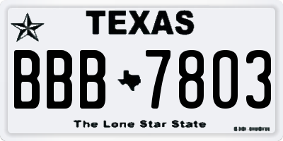 TX license plate BBB7803