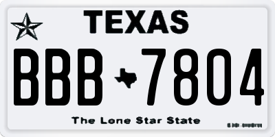 TX license plate BBB7804