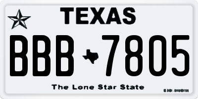 TX license plate BBB7805