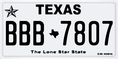 TX license plate BBB7807