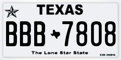 TX license plate BBB7808