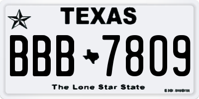 TX license plate BBB7809