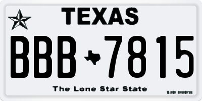 TX license plate BBB7815