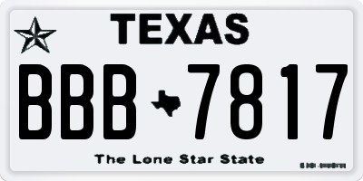 TX license plate BBB7817