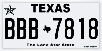 TX license plate BBB7818