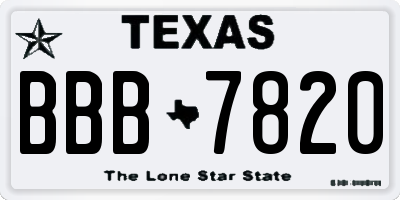 TX license plate BBB7820