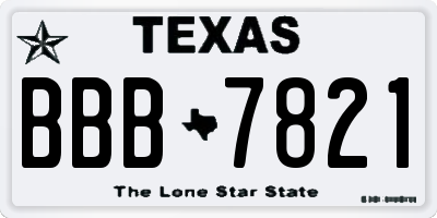 TX license plate BBB7821