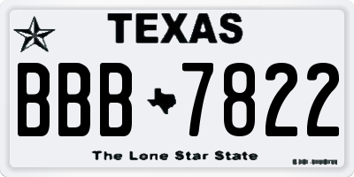 TX license plate BBB7822