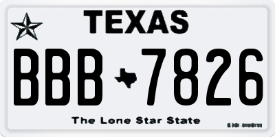 TX license plate BBB7826