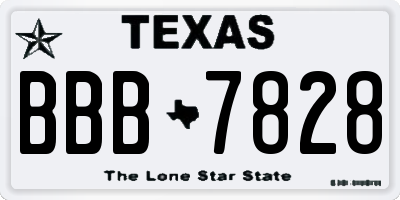 TX license plate BBB7828