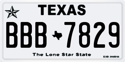 TX license plate BBB7829