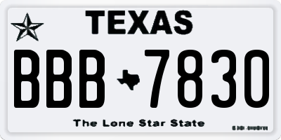 TX license plate BBB7830