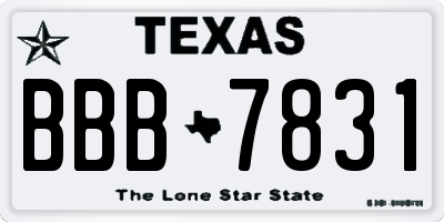 TX license plate BBB7831