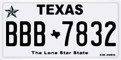 TX license plate BBB7832