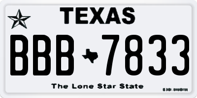 TX license plate BBB7833