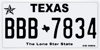 TX license plate BBB7834