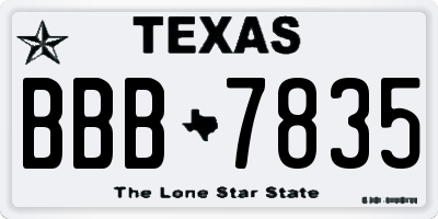 TX license plate BBB7835