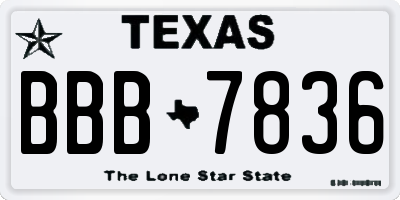 TX license plate BBB7836