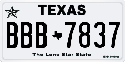 TX license plate BBB7837