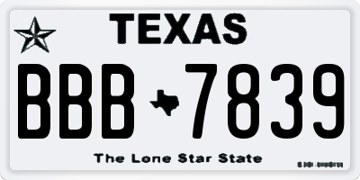 TX license plate BBB7839