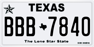 TX license plate BBB7840