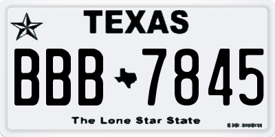 TX license plate BBB7845