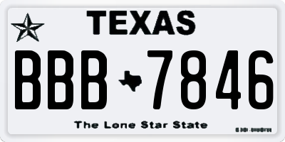 TX license plate BBB7846