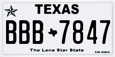 TX license plate BBB7847