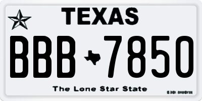 TX license plate BBB7850